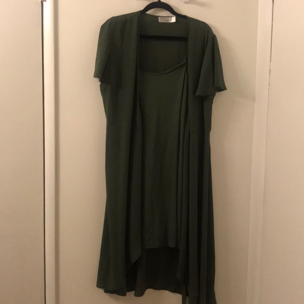 Olive Green plus size wrap dress